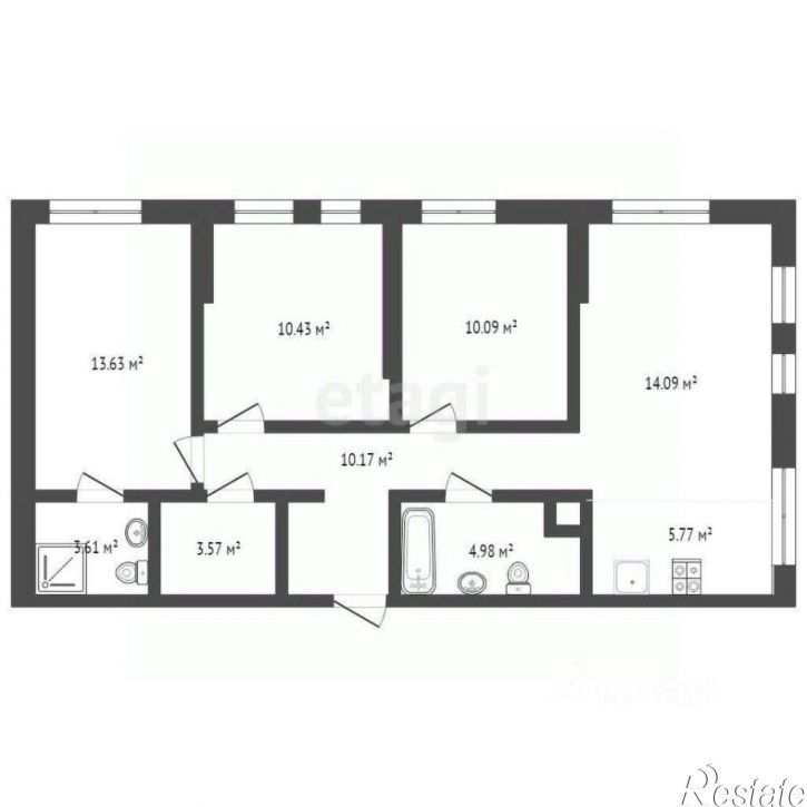 3-комн квартира ул Первооткрывателей, 6,  д. 6