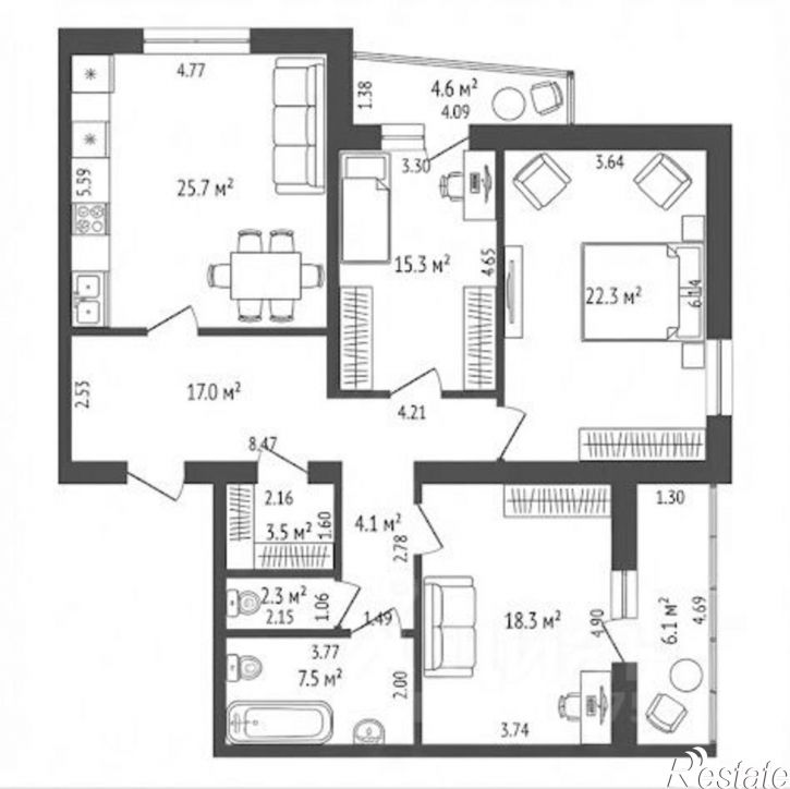 3-комн квартира Юганский проезд, 4,  д. 4