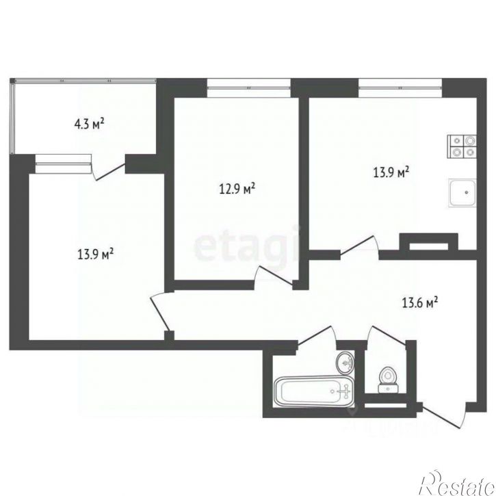 2-комн квартира ул Мельникайте, 36 1,  д. 36 1,  к. 1