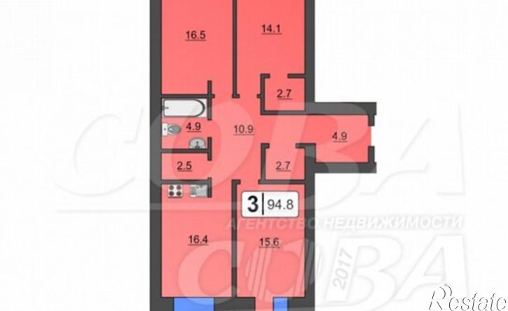 3-комн квартира Полевая улица, 105 к2,  д. 105 к2