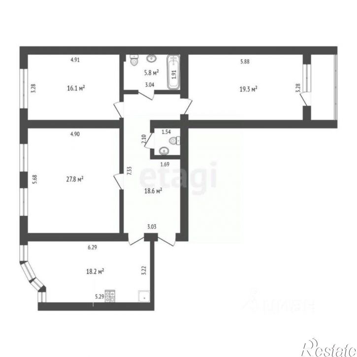 3-комн квартира улица Александра Матросова, 1/2,  д. 1/2
