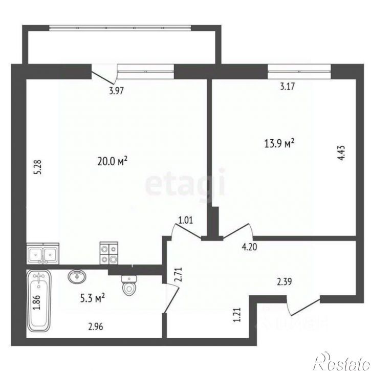 1-комн квартира ул Андрея Бушуева, 2,  д. 2