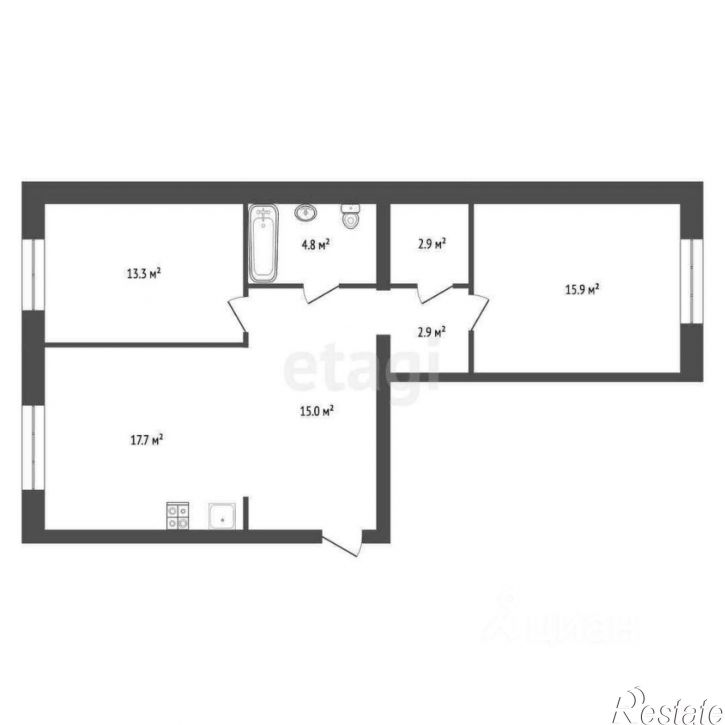 2-комн квартира улица Республики, 204 к10,  д. 204 к10