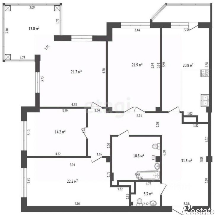 4-комн квартира улица Максима Горького, 53 к1,  д. 53 к1
