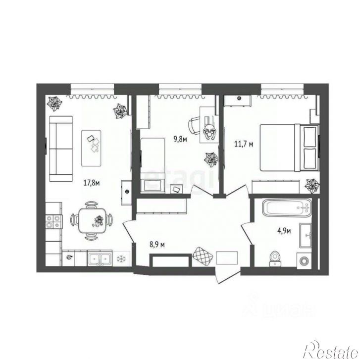 2-комн квартира ул Новгородская, 22,  д. 22