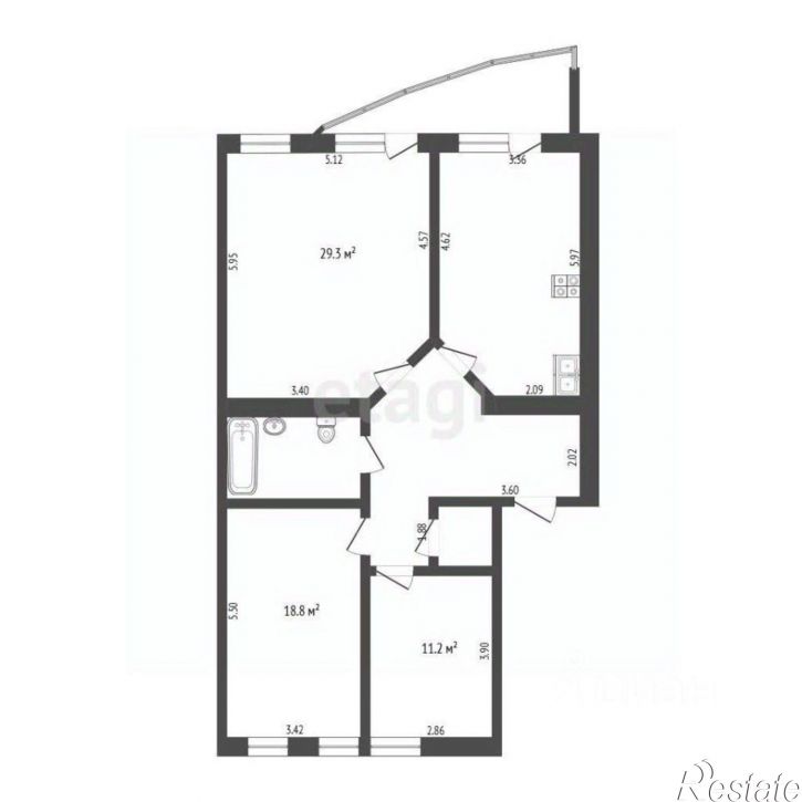 3-комн квартира улица 8 Марта, 2,  д. 2