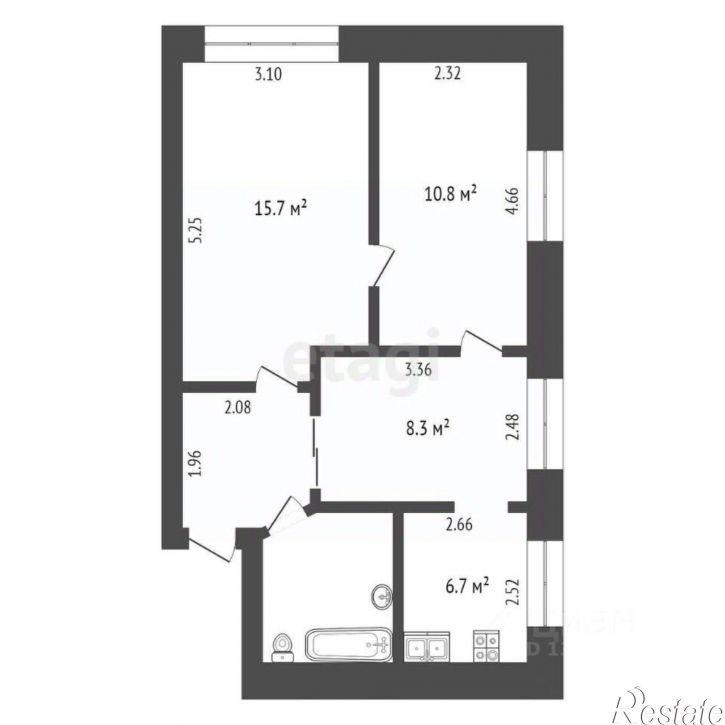 3-комн квартира улица Луначарского, 51,  д. 51