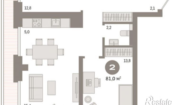 2-комн квартира Причальная улица, 9