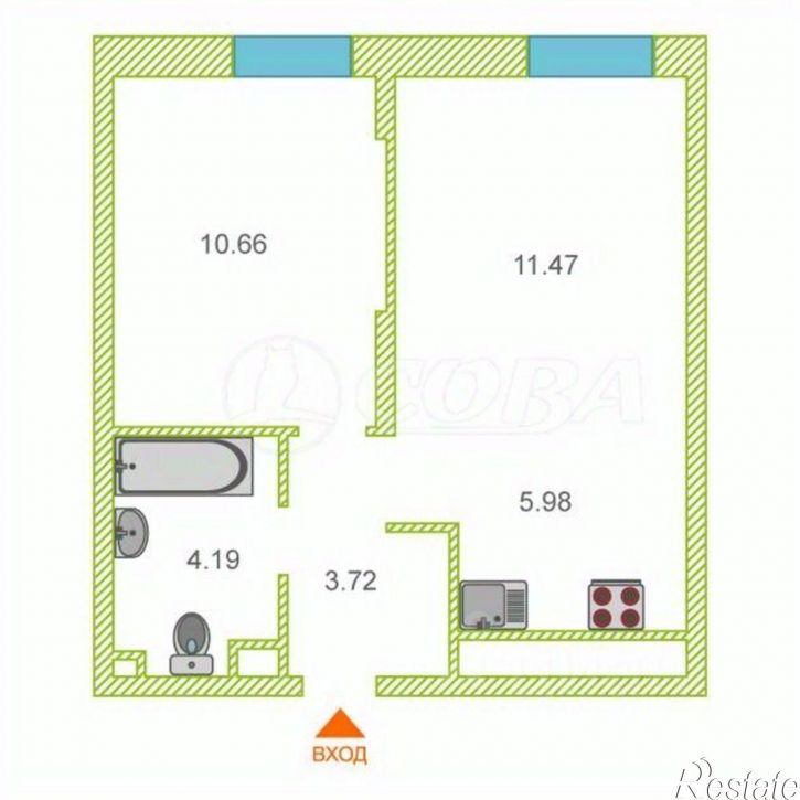1-комн квартира улица Андрея Кореневского, 5,  д. 5