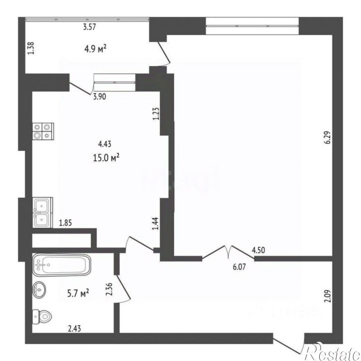 2-комн квартира улица Малыгина, 90,  д. 90