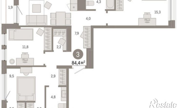 3-комн квартира улица Республики, 205 к1,  д. 205 к1