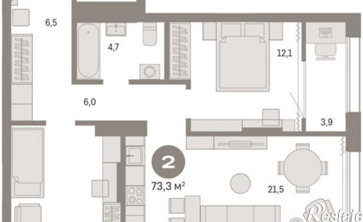 2-комн квартира Краснооктябрьская улица, 4