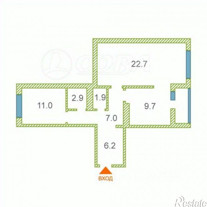 2-комн квартира ул Николая Зелинского, 19,  д. 19