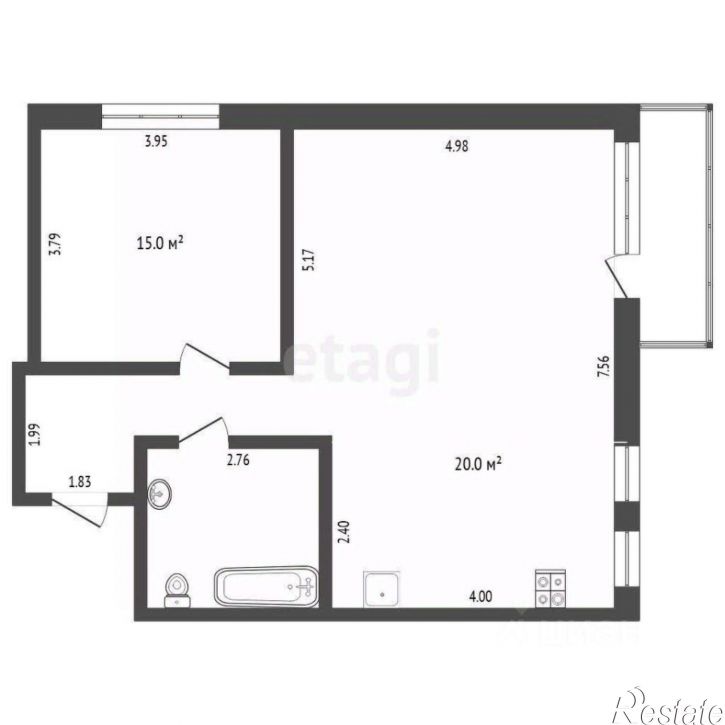 2-комн квартира улица Дмитрия Менделеева, 12,  д. 12