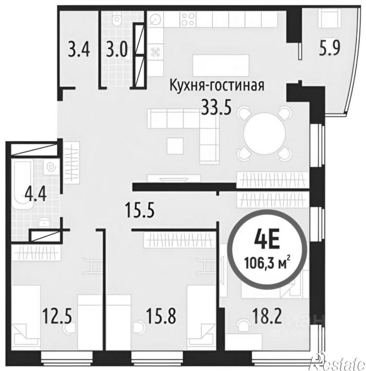 3-комн квартира ул Мельникайте, 30 4,  д. 30 4,  к. 4