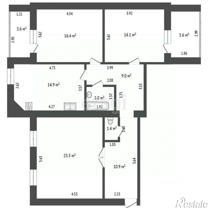 3-комн квартира ул Пролетарская, 111,  д. 111