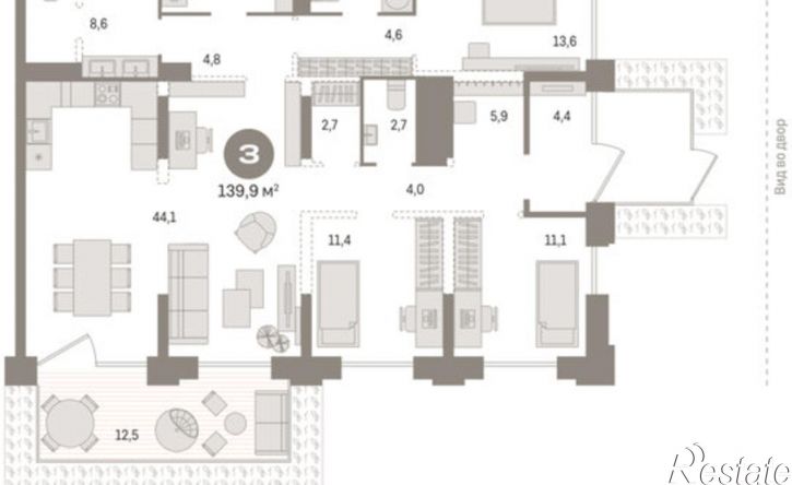 3-комн квартира Краснооктябрьская улица, 4к1
