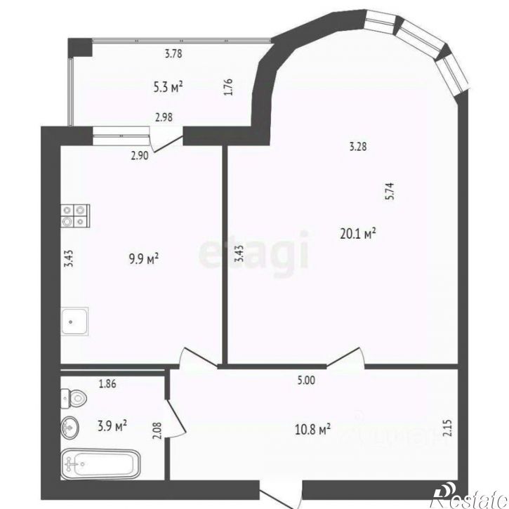 1-комн квартира улица Клары Цеткин, 29 к5,  д. 29 к5