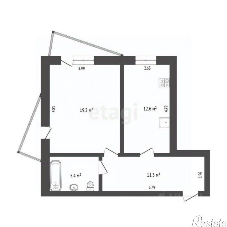 1-комн квартира улица Клары Цеткин, 61 к2,  д. 61 к2