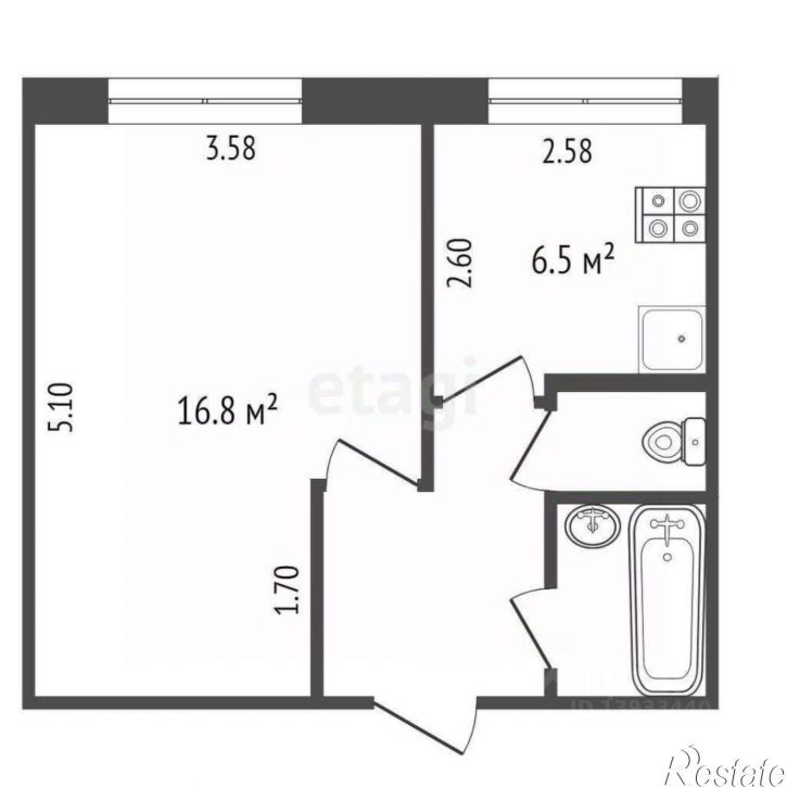1-комн квартира улица Котовского, 55А,  д. 55А