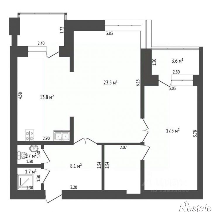 2-комн квартира Индустриальная улица, 34,  д. 34