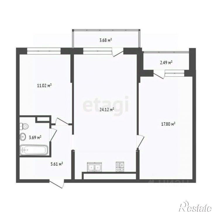 2-комн квартира улица Разведчика Кузнецова, 5/1,  д. 5/1