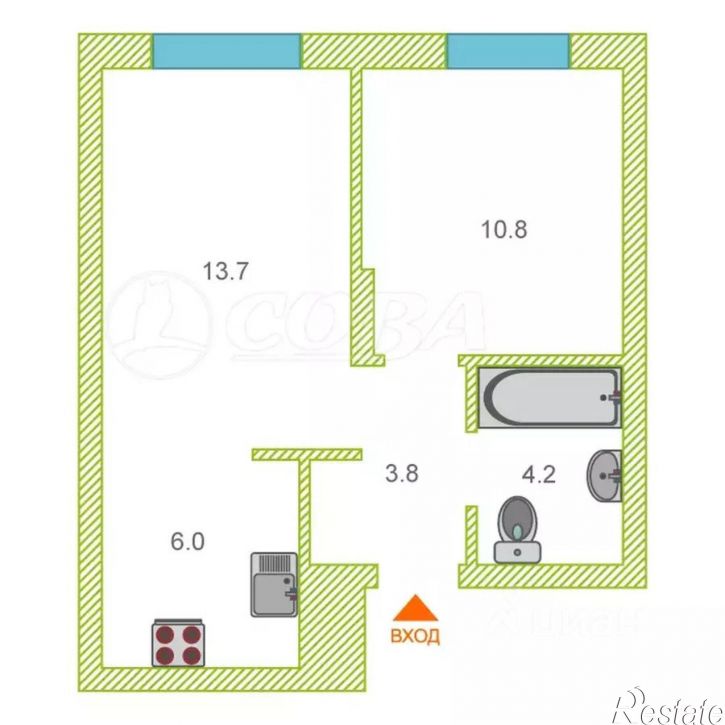 1-комн квартира Новгородская улица, 22,  д. 22