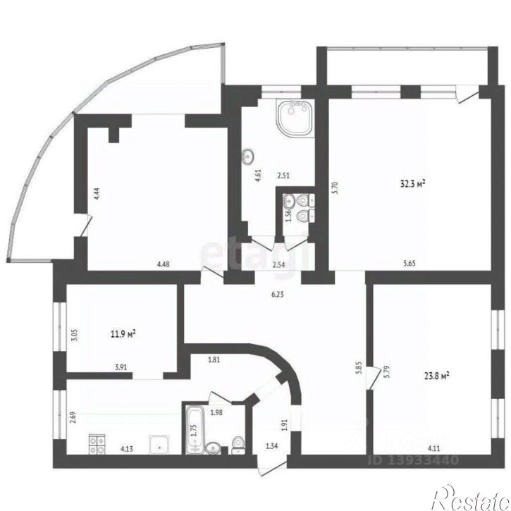 3-комн квартира ул Республики, 86 1,  д. 86 1,  к. 1