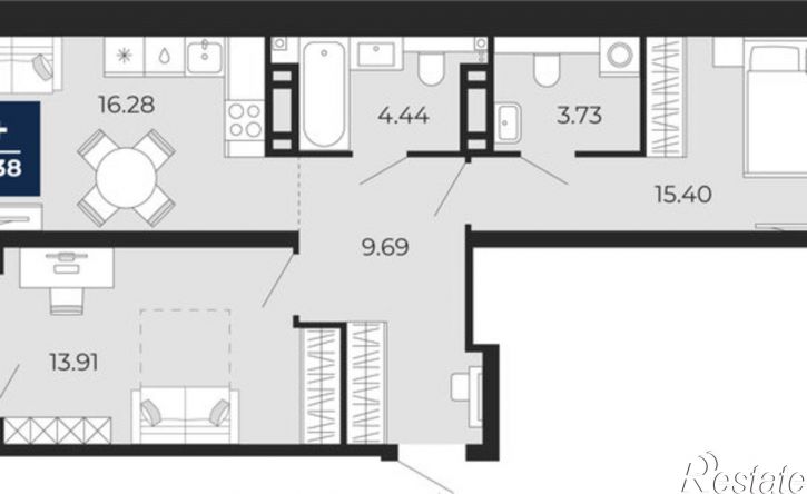 2-комн квартира Арктическая улица, 12,  д. 12