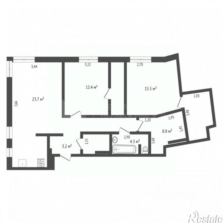2-комн квартира улица Эрвье, 38,  д. 38