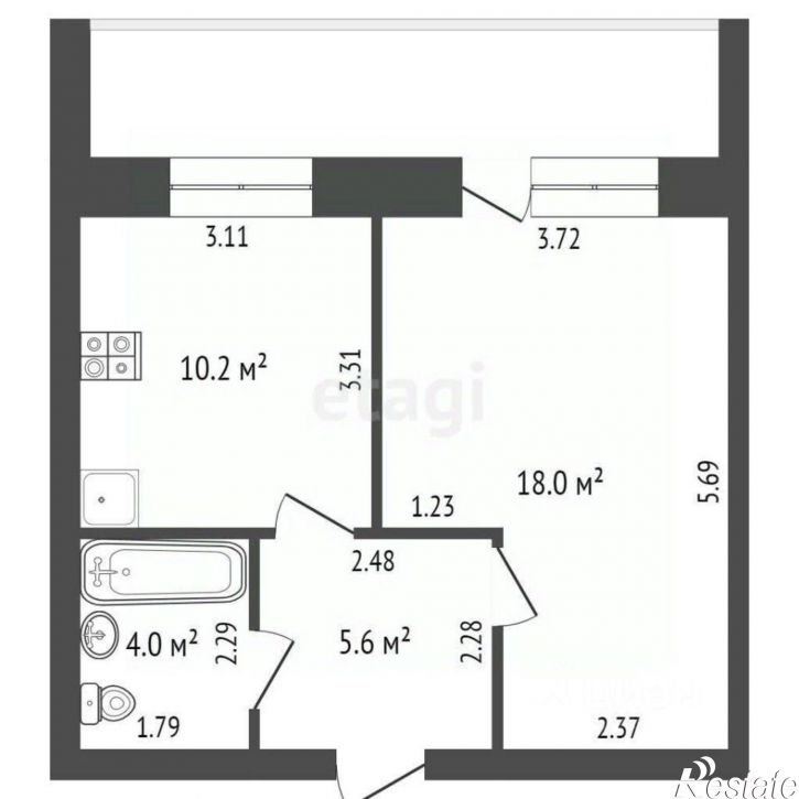1-комн квартира ул Пирогова, 11,  д. 11