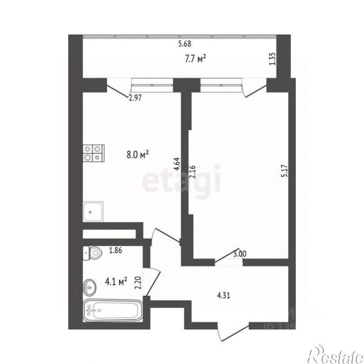 1-комн квартира ул Малыгина, 90,  д. 90