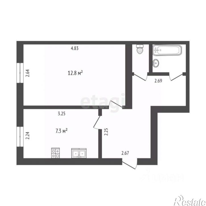 1-комн квартира ул Полевая, 25,  д. 25