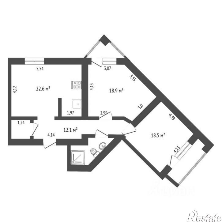 2-комн квартира Солнечный проезд, 3,  д. 3