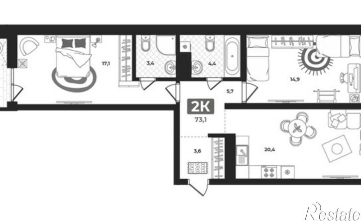 2-комн квартира улица Разведчика Кузнецова, 16,  д. 16