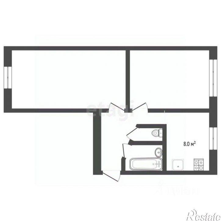 2-комн квартира Антипинская улица, 1,  д. 1