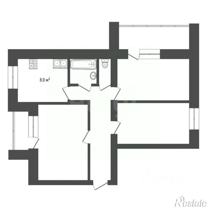 3-комн квартира улица Республики, 213А,  д. 213А
