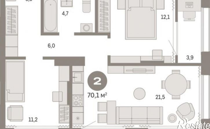 3-комн квартира Краснооктябрьская улица, 4