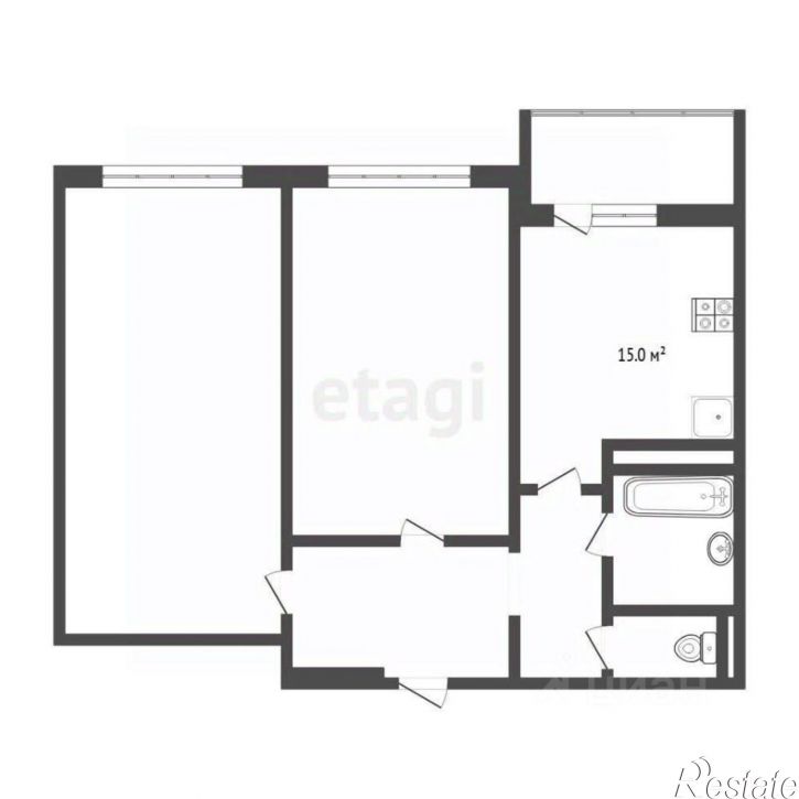 2-комн квартира ул Василия Подшибякина, 19,  д. 19