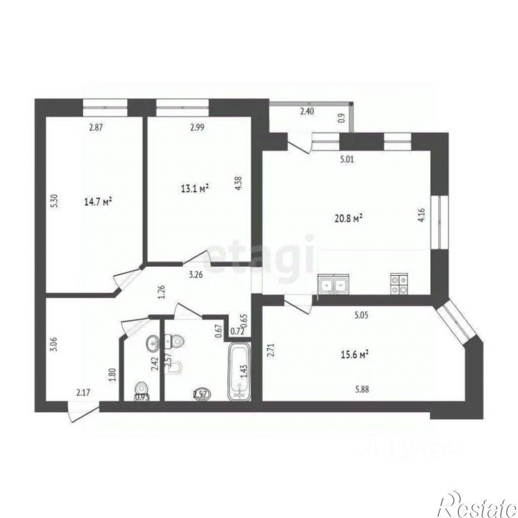 3-комн квартира ул Максима Горького, 30,  д. 30