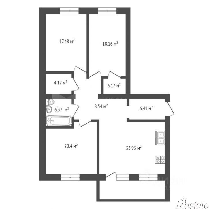 3-комн квартира улица Николая Семёнова, 19 к1,  д. 19 к1