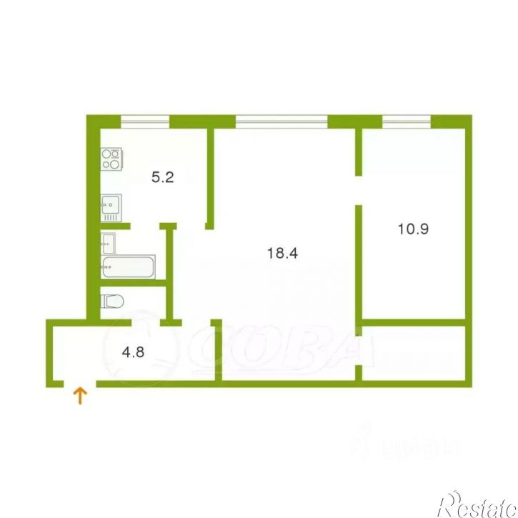 2-комн квартира улица Мельникайте, 101,  д. 101