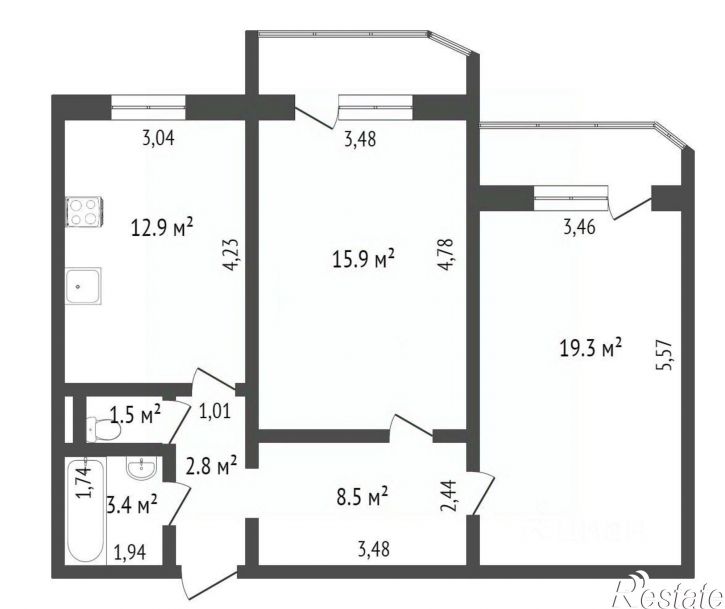2-комн квартира Широтная улица, 130/2,  д. 130/2
