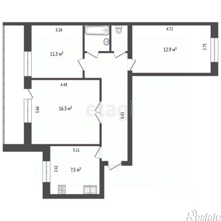 3-комн квартира улица Газовиков, 30/1,  д. 30/1