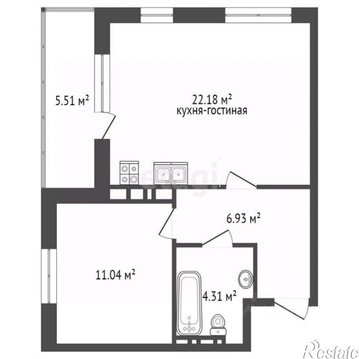 1-комн квартира Краснооктябрьская улица, 14 к2,  д. 14 к2