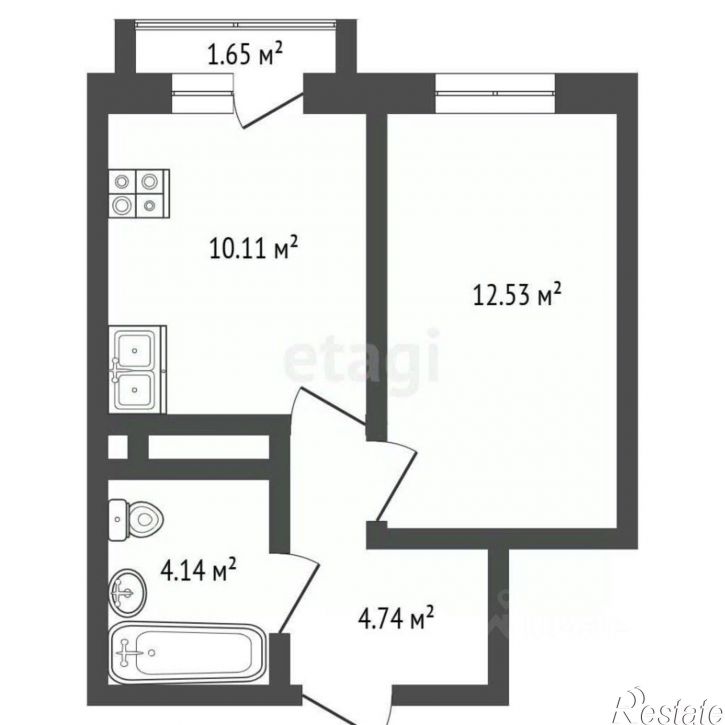 1-комн квартира в новом доме улица Кулибина, 114,  д. 114