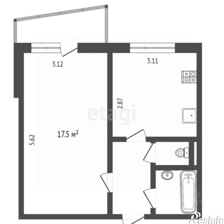 1-комн квартира улица Валерии Гнаровской, 5,  д. 5