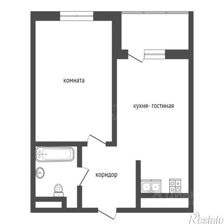 1-комн квартира улица Эрвье, 34 к1,  д. 34 к1