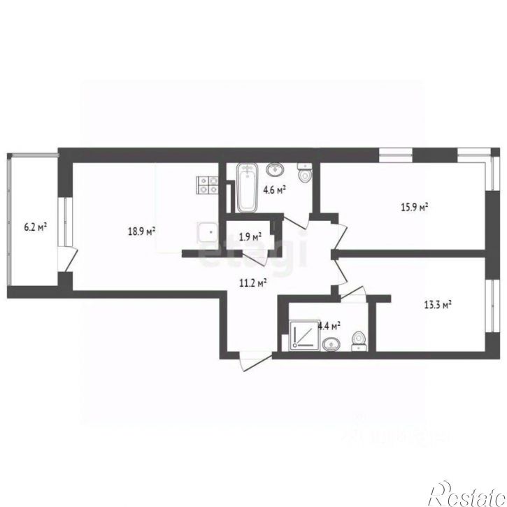2-комн квартира ул Пожарных и спасателей, 5,  д. 5