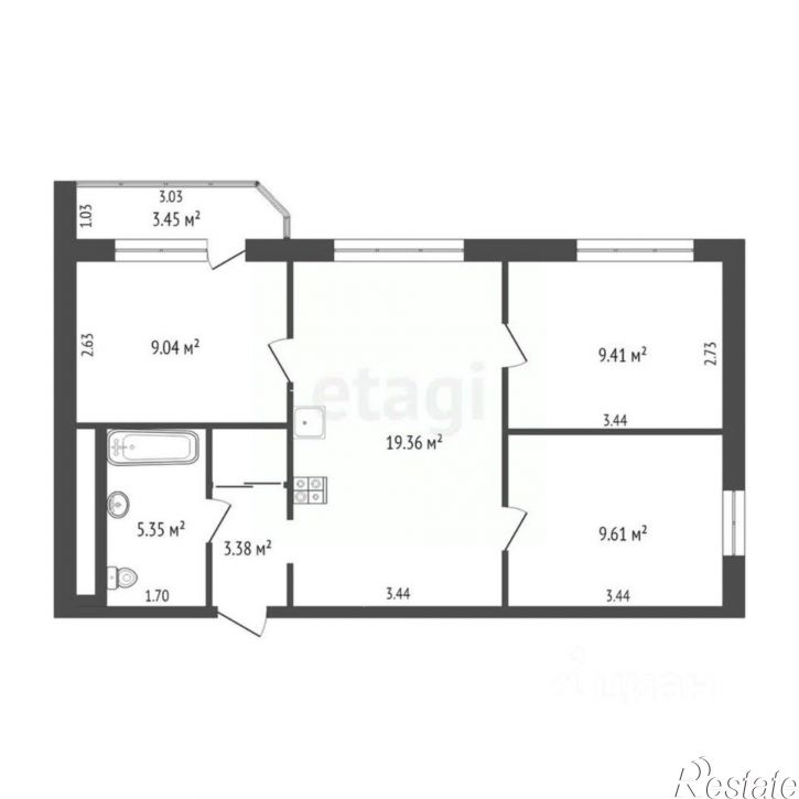 3-комн квартира улица Монтажников, 42А,  д. 42А